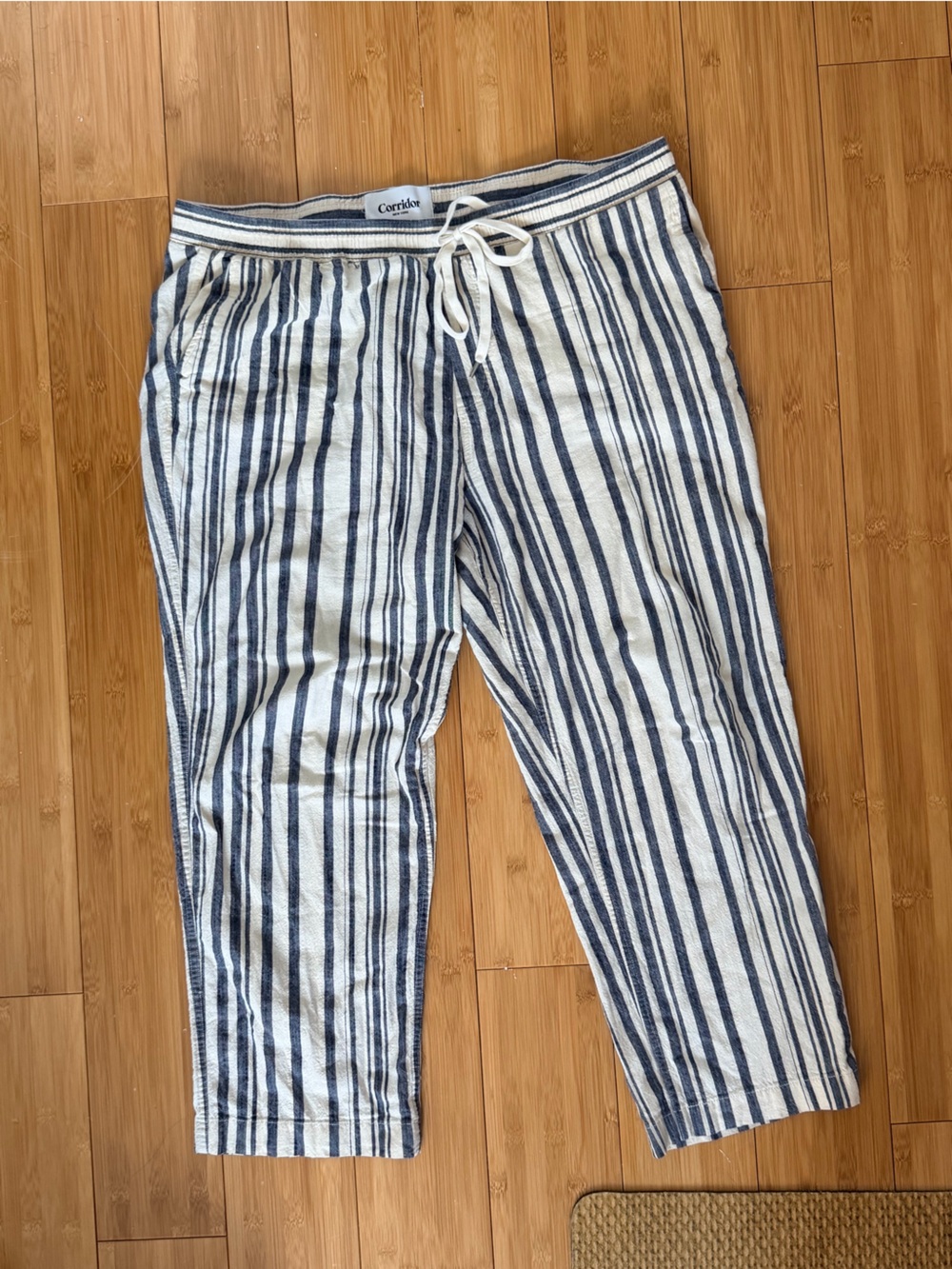 Corridor Navy & White Striped Men’s Drawstring Pants XXL